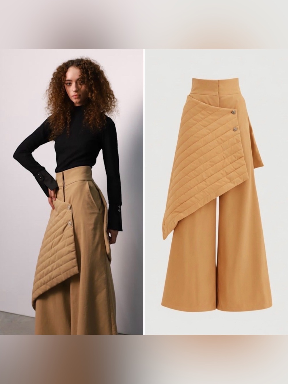NEW Julia Allert $395 Vintage Wool
Blend Quilted Pants (Camel) size XS
